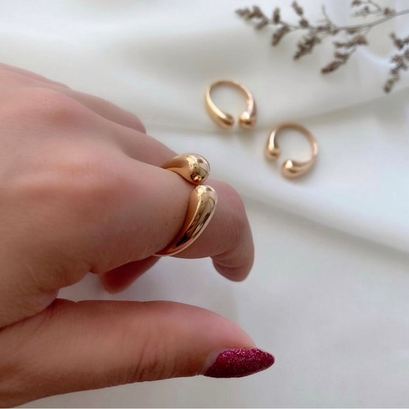 Adjustable Gold Ring 18k Gold Plated Geometric Ring - Picture 7 of 12